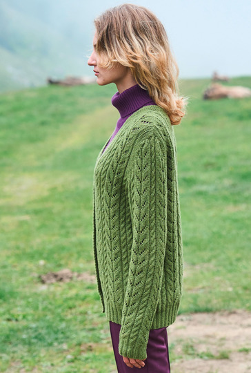 Cardigan mit Zöpfen und Ajourstreifen