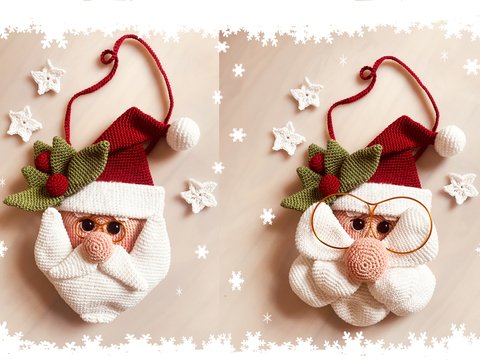Haustürschild Weihnachtsmann in 2 Varianten Häkelanleitung Amigurumi
