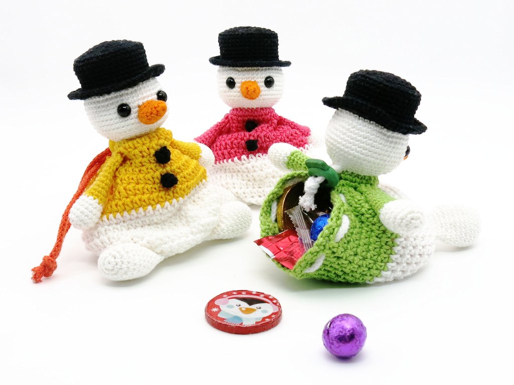 Drawstring Bag - Snowman - Crochet Pattern
