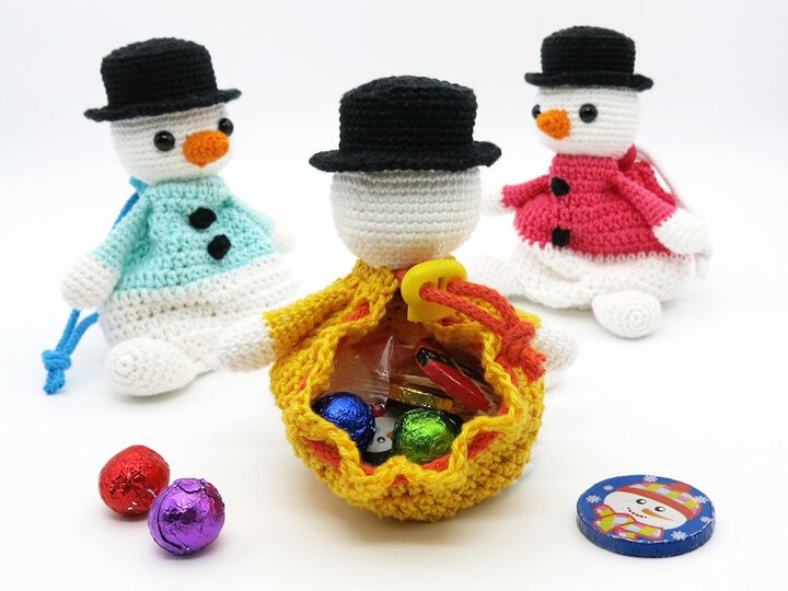 Zugbeutel - Schneemann - H&auml;kelanleitung