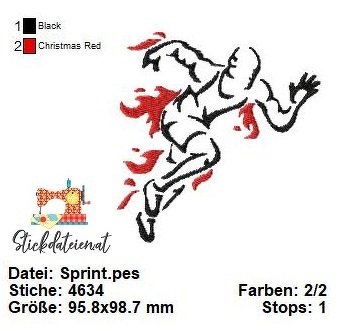 Sprint Stickdatei 10x10, Stickdatei Laufsport, Digitale Stickvorlage