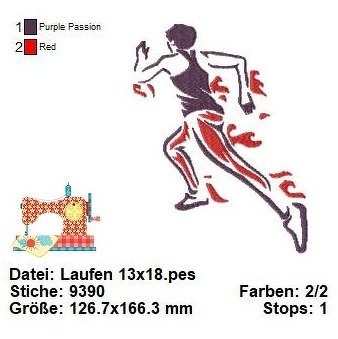 Stickdatei Laufen, Triathlon Stickdatei in 3 Größen, digitale Stickvorlage - Bild 4