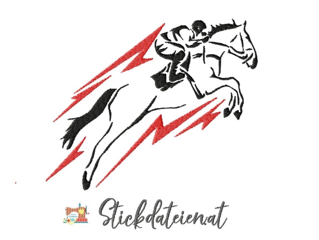 Reiten Stickdatei in 3 Größen, Springreiter Stickdatei, Maschinensticken