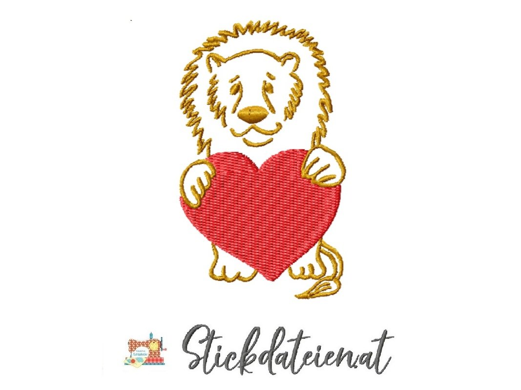Löwe Stickdatei, Herz Stickdatei, Hochzeit Stickvorlage, Stickdatei Liebe