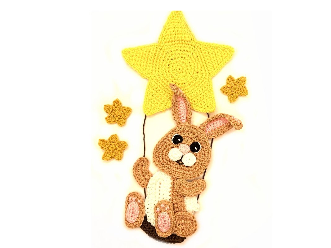 Bynny Star Rabbit crochet applique