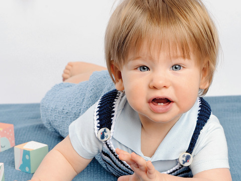 Strampler mit Jacke in Marine, Hellblau, Weiß