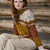 Pullover mit Zopfmustern in Rostbraun, Curry und Beige