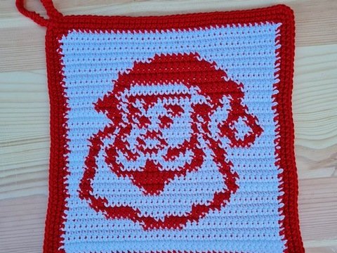 Häkelanleitung Topflappen Weihnachtsmann