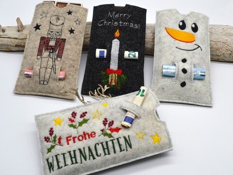 Stickdatei Schokohülle Weihnachten Geldgeschenk