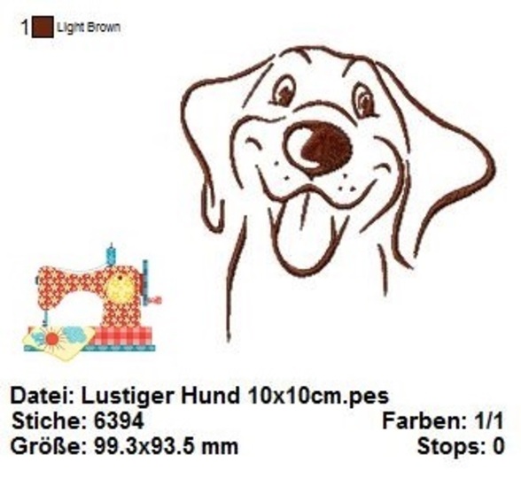 Lustige Hunde STICKDATEI, Tierstickdatei, Hunderasse Stickerei