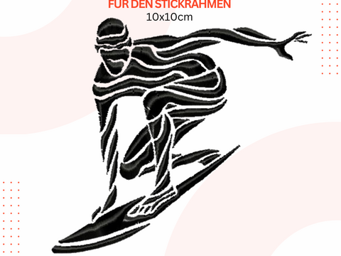 Stickdatei Surfen, Stickdatei Wassersport, Stickdatei 10x10