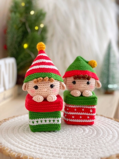 Christmas cuties and their gifts - Crochet pattern 3 amigurumi characters