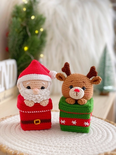 Christmas cuties and their gifts - Crochet pattern 3 amigurumi characters
