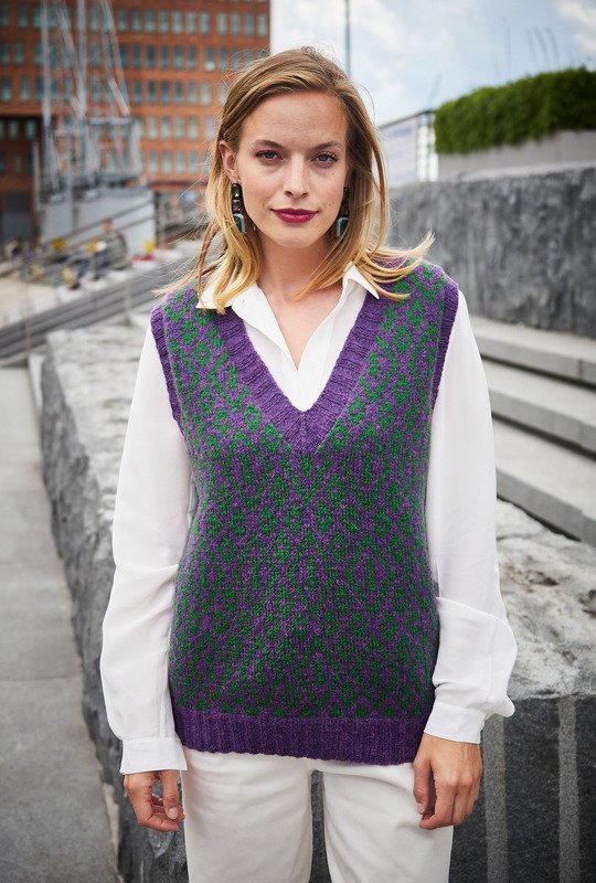 Pullunder mit V-Ausschnitt in Violett und Grün - Bild 3