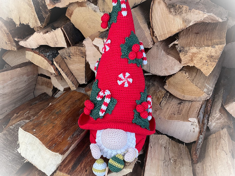 Der Weihnachtsgnome als Türstopper, Häkelanleitung Weihnachtswichtel