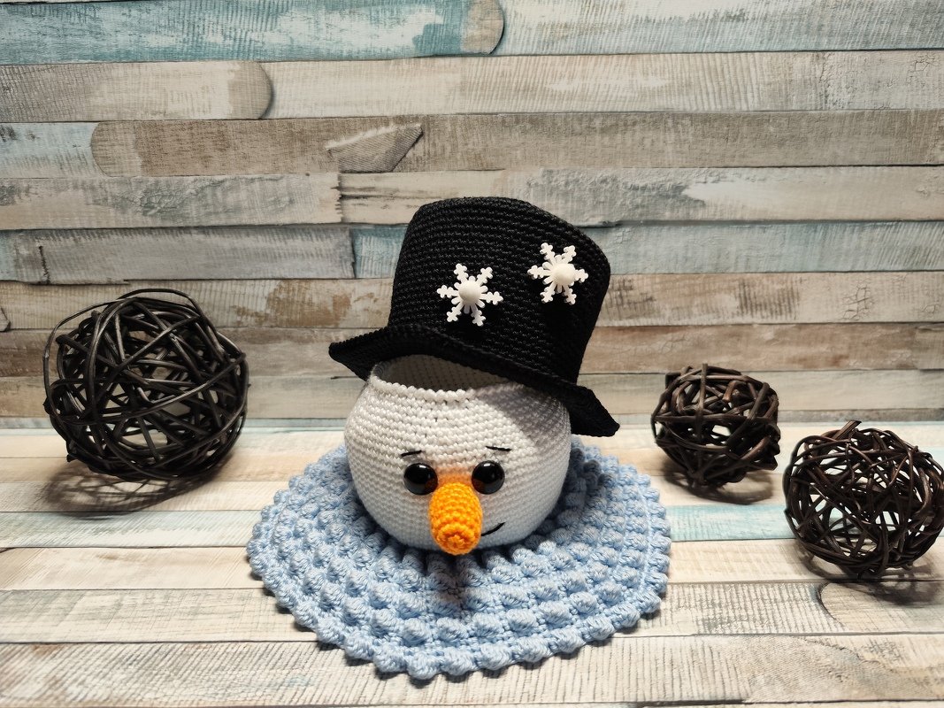 Häkelanleitung "Schneemannköpfchen"(zum Befüllen, Geschenkverpackung, Deko) - Bild 4