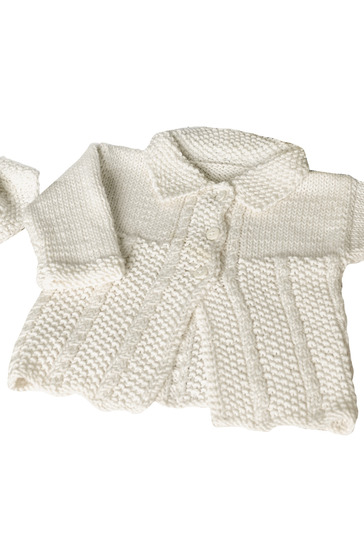 Weißes Jäckchen mit Mütze