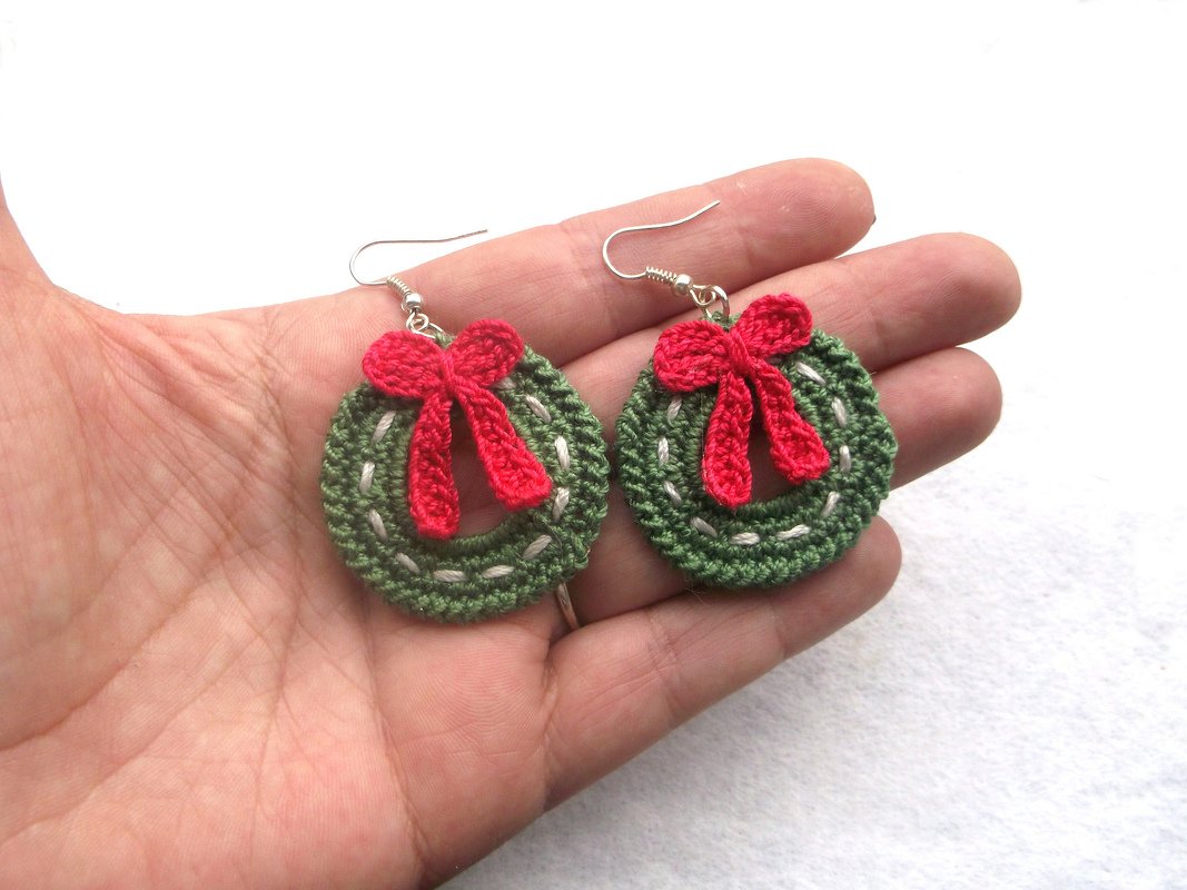 Christmas wreath earrings