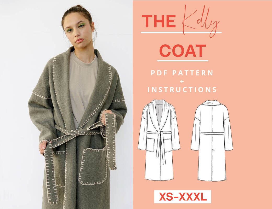 Sewing pattern coat Without Sewing MACHINE, wrap coat easy coat