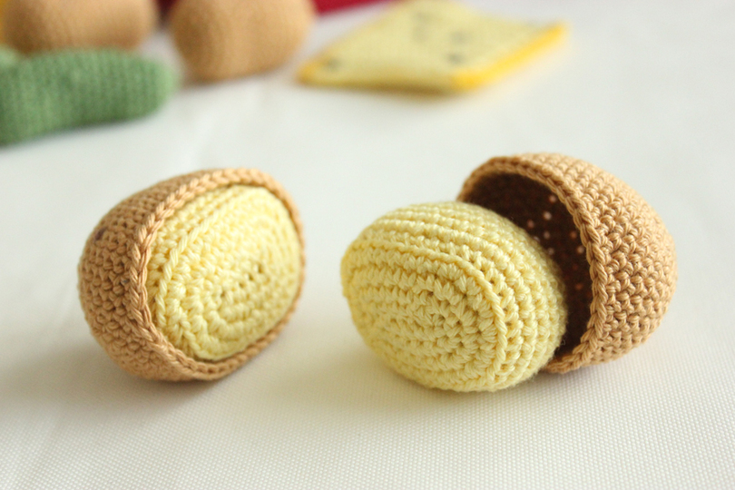 Häkelanleitung "Schweizer Raclette-Set" / super für Wollreste