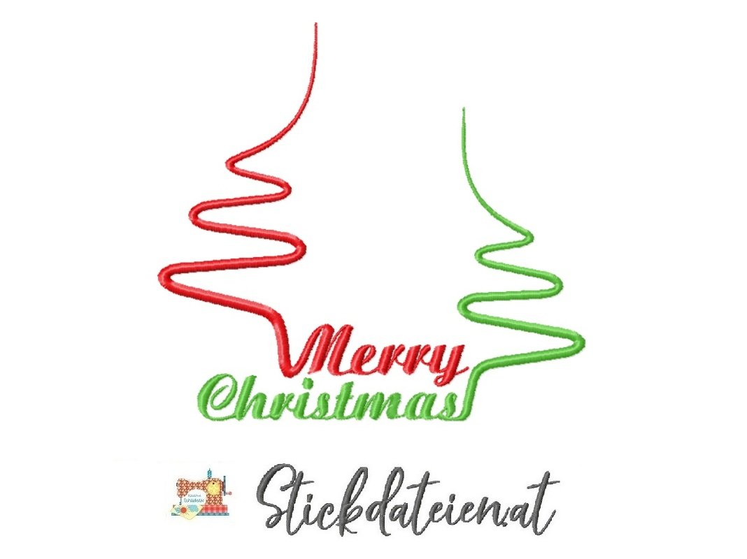 Stickdatei Merry Christmas, Stickvorlage frohe Weihnachten in 3 Größen