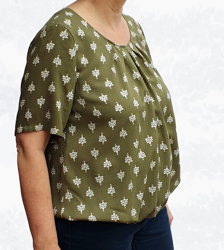 Betty loose boho blouse with pleats at neckline round neckline A4,letter,a0 - Image 6