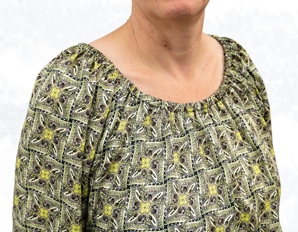 Ida loose Blouse Sleeves with frillStraight Sleeves Elastic Gathering - Image 2