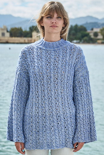 Pulli im Zopf-Ajourmuster
