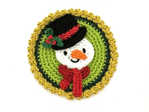 Button Snowman Patch crochet Applique