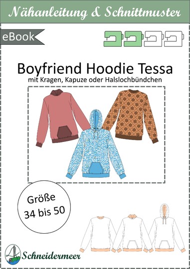 Tessa – Weiter Damen Hoodie im Boyfriend-Look mit Kragen/Kapuze (BU 80-116)
