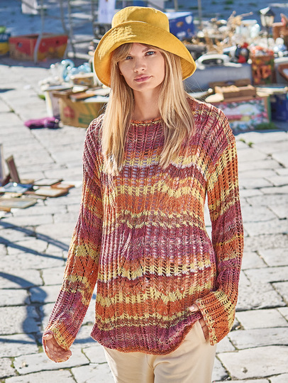 Ajourmuster-Pulli im Farbverlauf