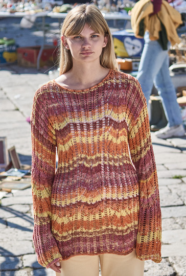 Ajourmuster-Pulli im Farbverlauf