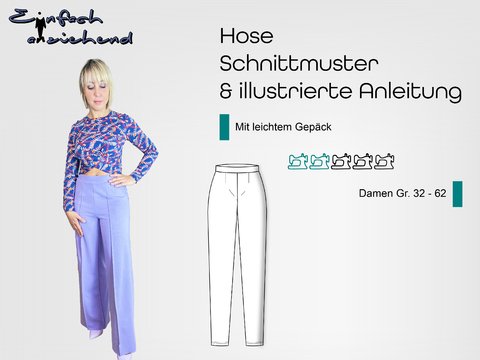 Schnittmuster Hose Mit leichtem Gepäck Gr. 32 - 62 Damen