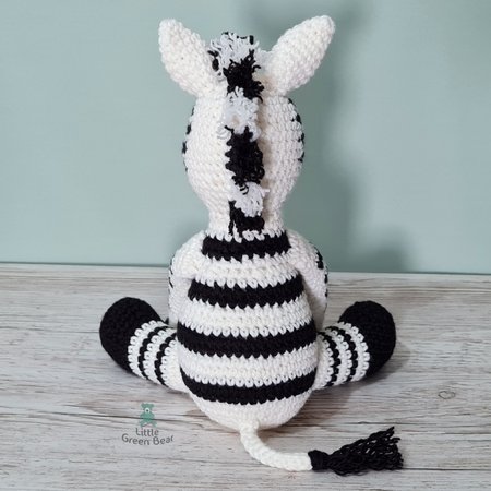 Crochet Zebra Plush Black White Cute Button Eyes
