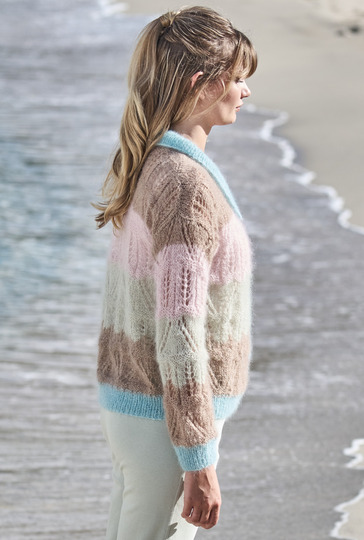 Streifenjacke mit Kragen