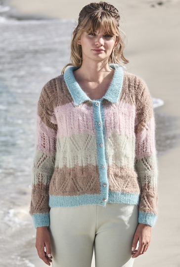 Streifenjacke mit Kragen