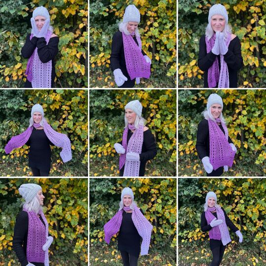 Häkelanleitungen Mütze, Schal, Handschuhe "Rapunzel"