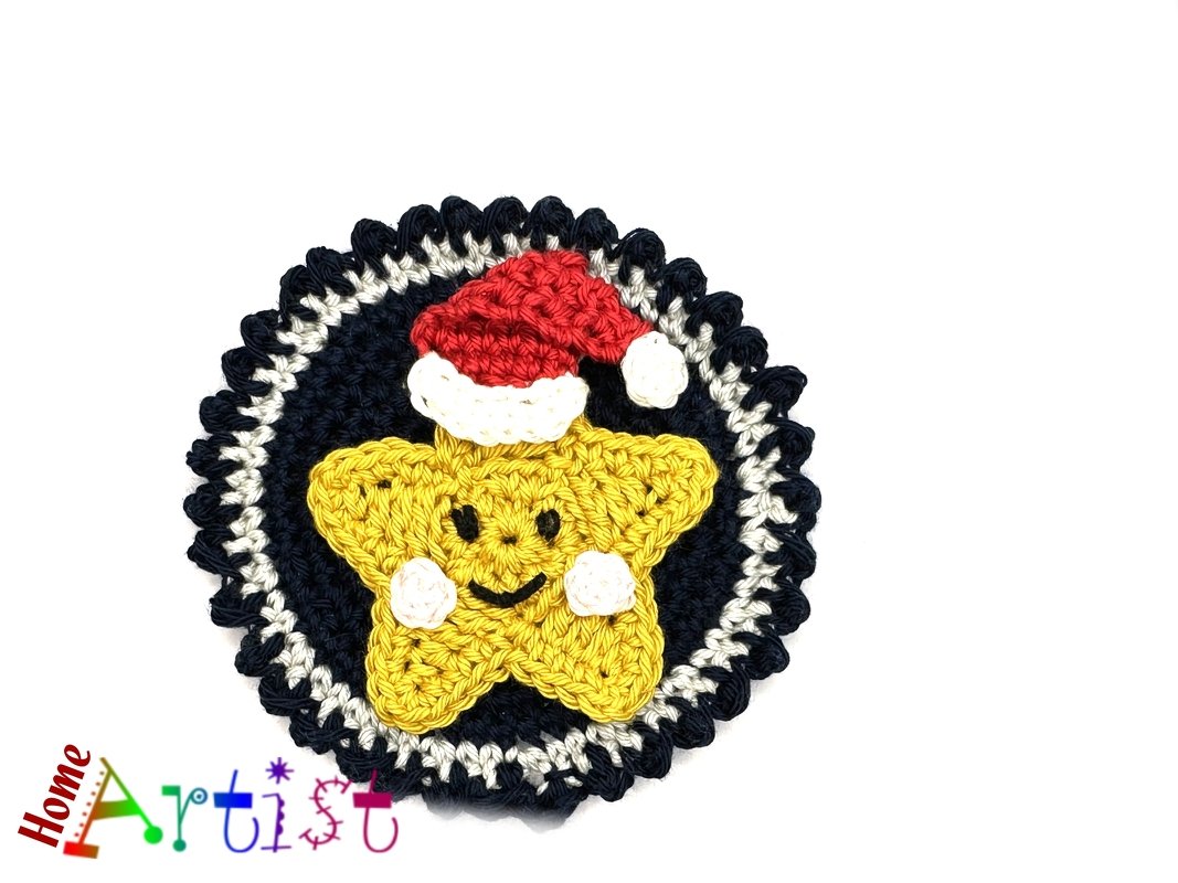 Star Button crochet applique - Image 2