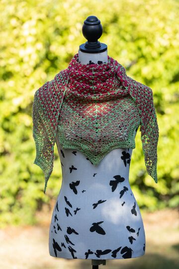 Häkelanleitung Dreieckstuch Erdbeerfeld - raffiniert zweifarbiges Muster