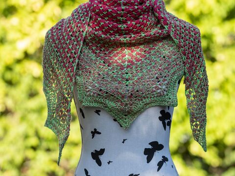 Häkelanleitung Dreieckstuch Erdbeerfeld - raffiniert zweifarbiges Muster