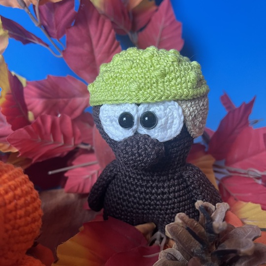 Crochet pattern for an autumn trio, mushroom, pumpkin, chestnut