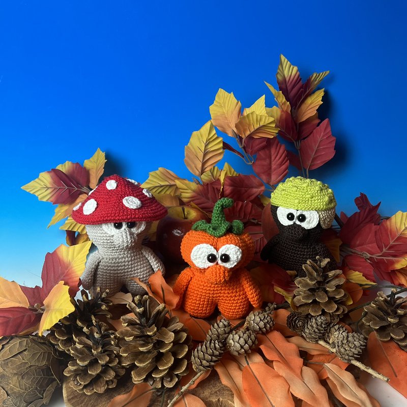 Herbst Trio Pilz Kürbis Kastanie Amigurumi Häkelanleitung - Bild 5