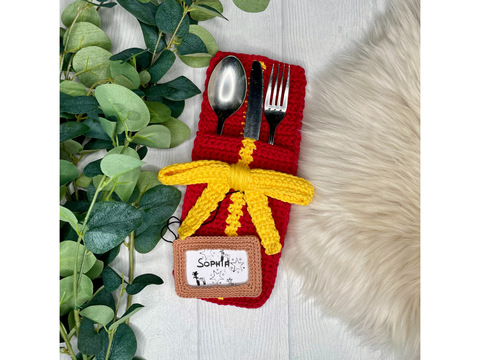 Häkelanleitung Bestecktasche Geschenk, Deko für Weihnachten