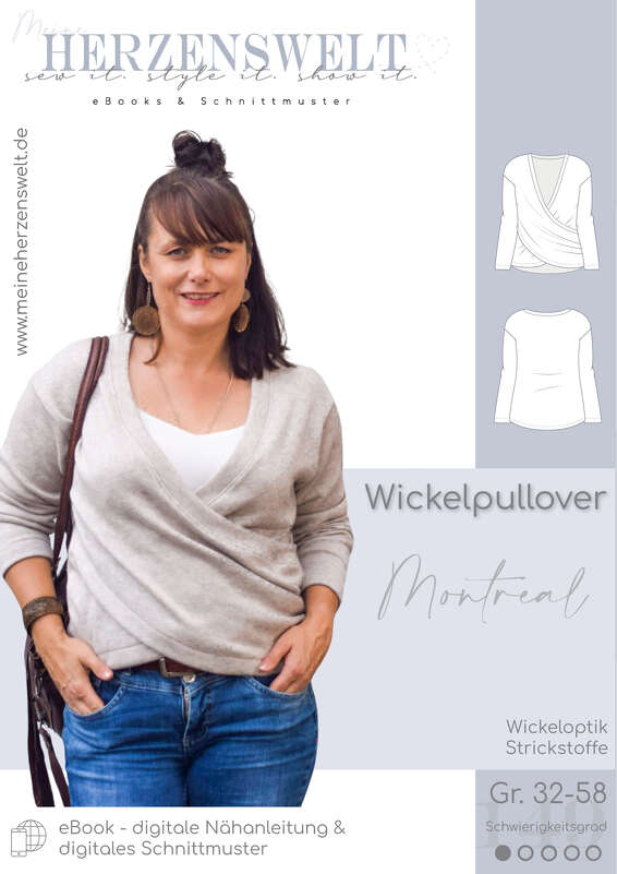 Wickelpullover Damen – eBook Schnittmuster Gr. 32-58 – Montreal #149