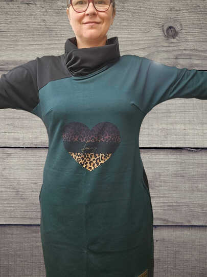 Winter dress Alea tailored with asymmetrical collar/hood