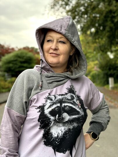 Winter dress Alea tailored with asymmetrical collar/hood