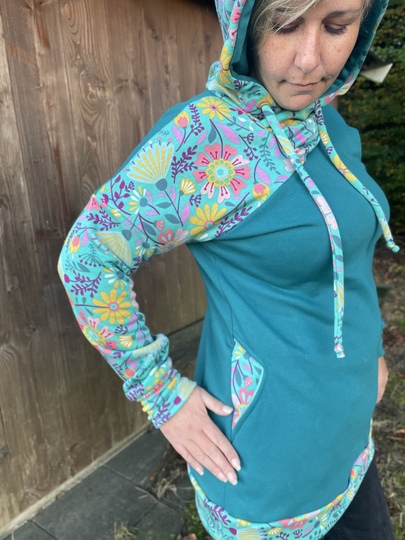 Winter dress Alea tailored with asymmetrical collar/hood