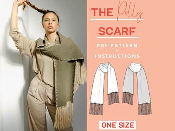 No-knit Scarf Sewing Pattern, fringe scarf embroidered sewing tutorial easy