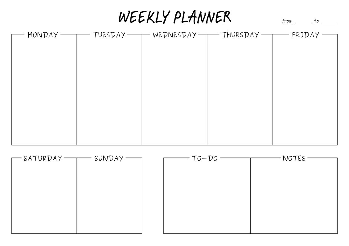 Weekly planner with todos and notes, simple & clean design,DIN A3 + A4, PDF - Image 2