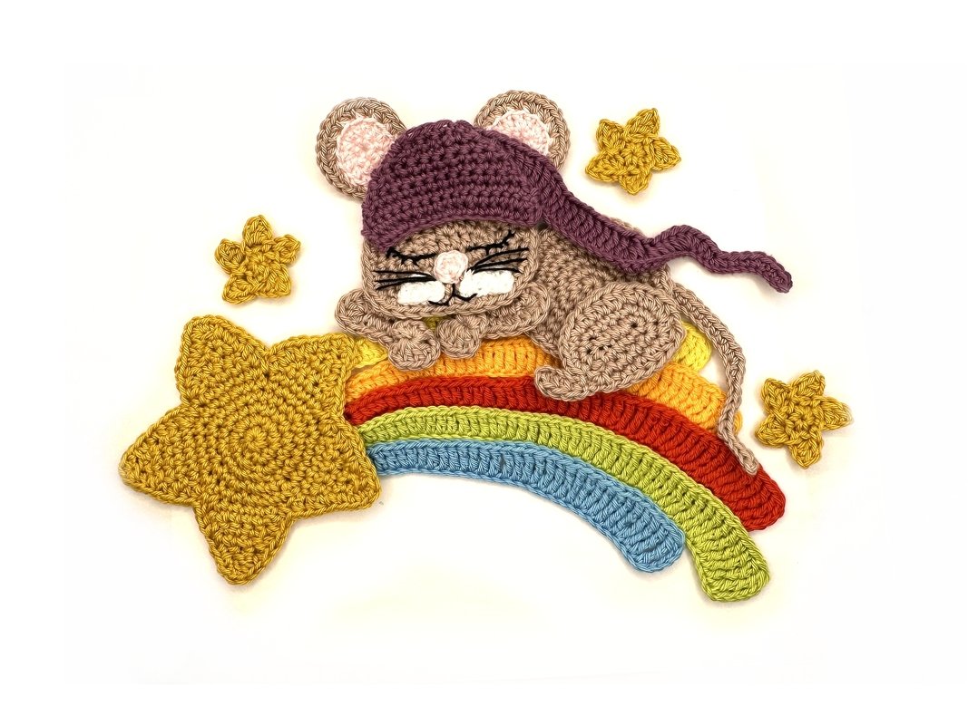 Mouse Shooting star crochet applique - Image 2